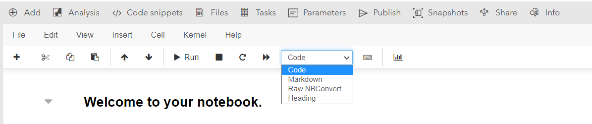 Notebook editor cell types