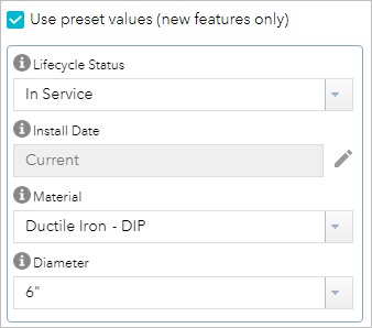 Preset values